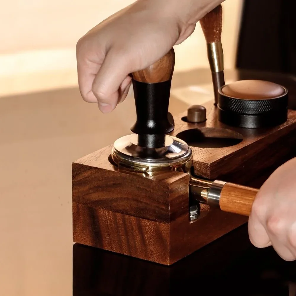 Coffee Tools Coffee Tamper Station Stand Wooden Non-slip Espresso Holder Coffee brush Filter Storage Stand Barista Accessories view 4