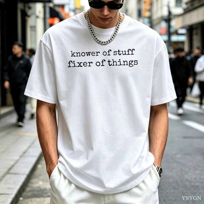 Knower of Stuff Fixer Things T Shirt Funny Handyman Dad Men s Graphi vintage Washed Soft fashion Breathable Versatile Unisex