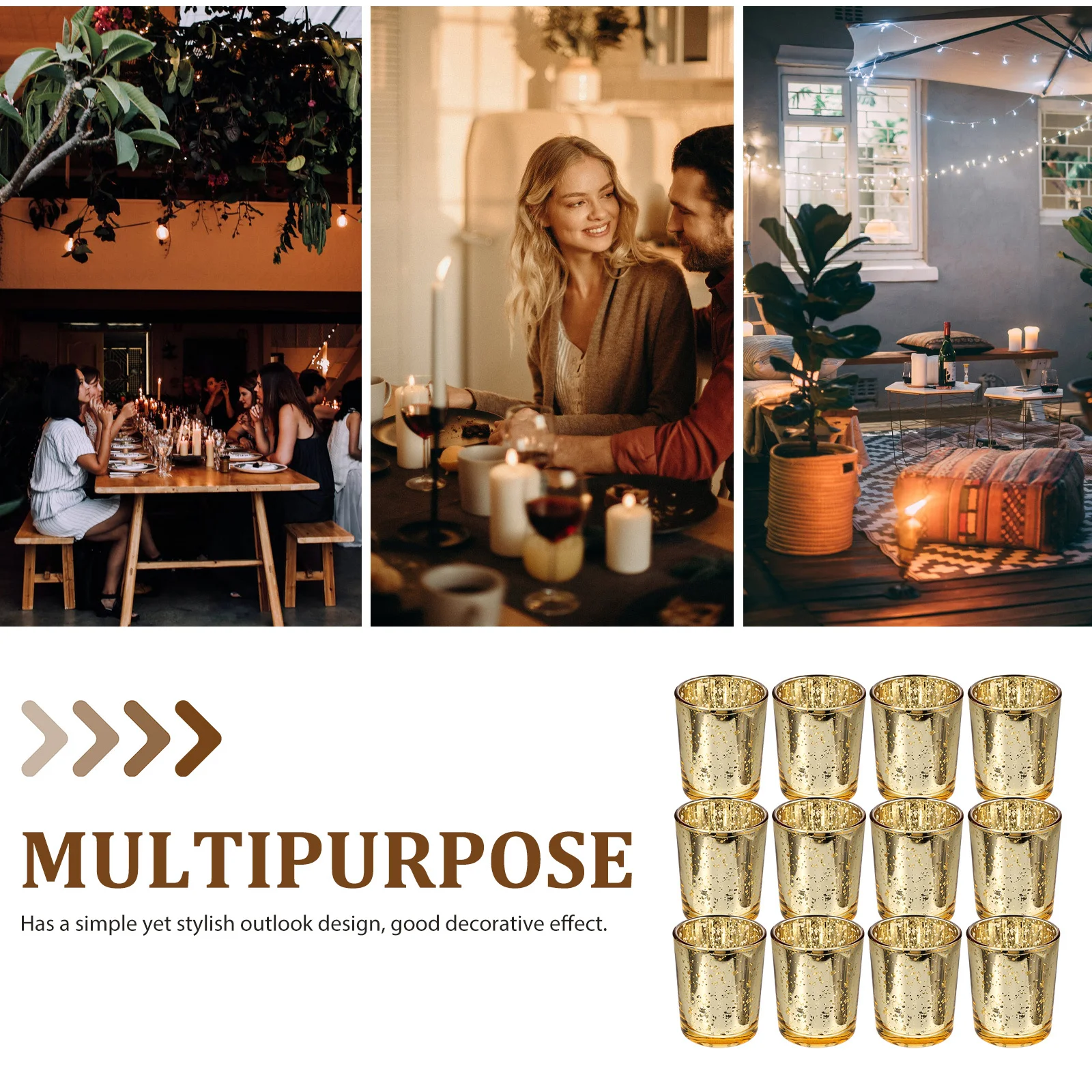 

12Pcs Glass Candleholders Sturdy Elegant Glass Tealight Holder Table Centerpieces Wedding Party Decor Holder