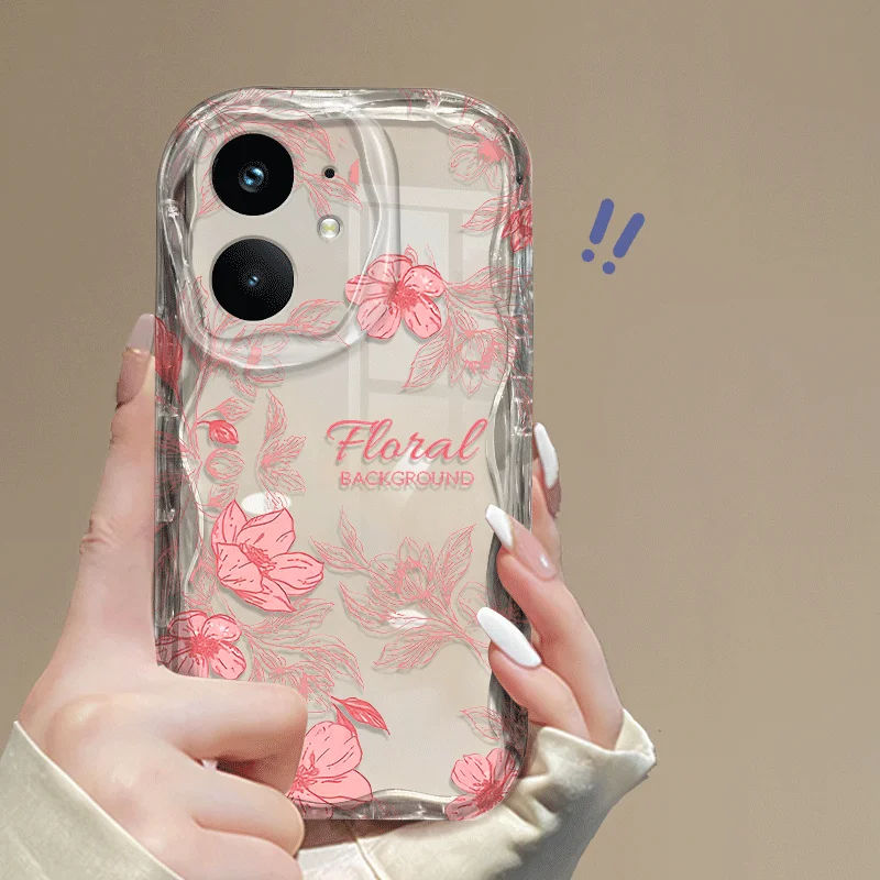 Flexible Transparent TPU Case For Realme 14 14T 5G Shockproof Flowers Pattern Protective Back Cover Fundas - view 2