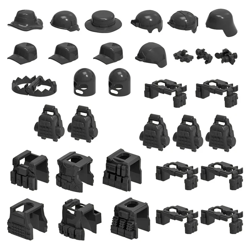 Military Swat Soldier Equipment Set Hats Vest Moc Action Figures Bag Accessories Army Parts Building Block Bricks Toys Kid Gifts