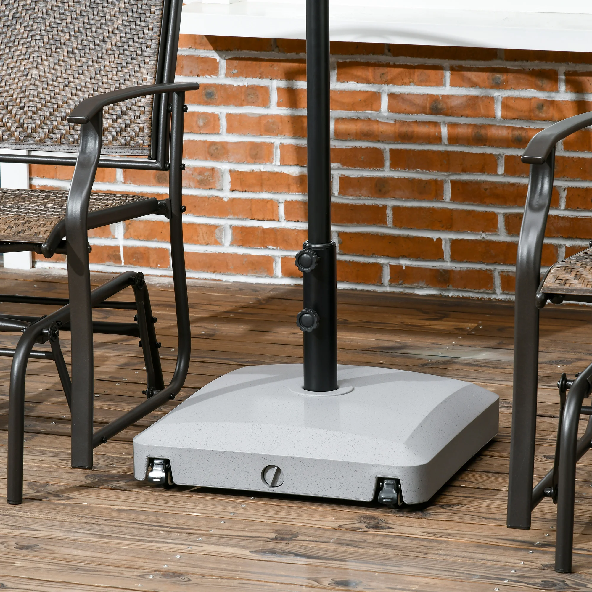 Patio Umbrella Base with Wheels, 53lbs Water or 66lbs Sand Filled, Heavy Duty Outdoor Umbrella Stand Holder, Gray