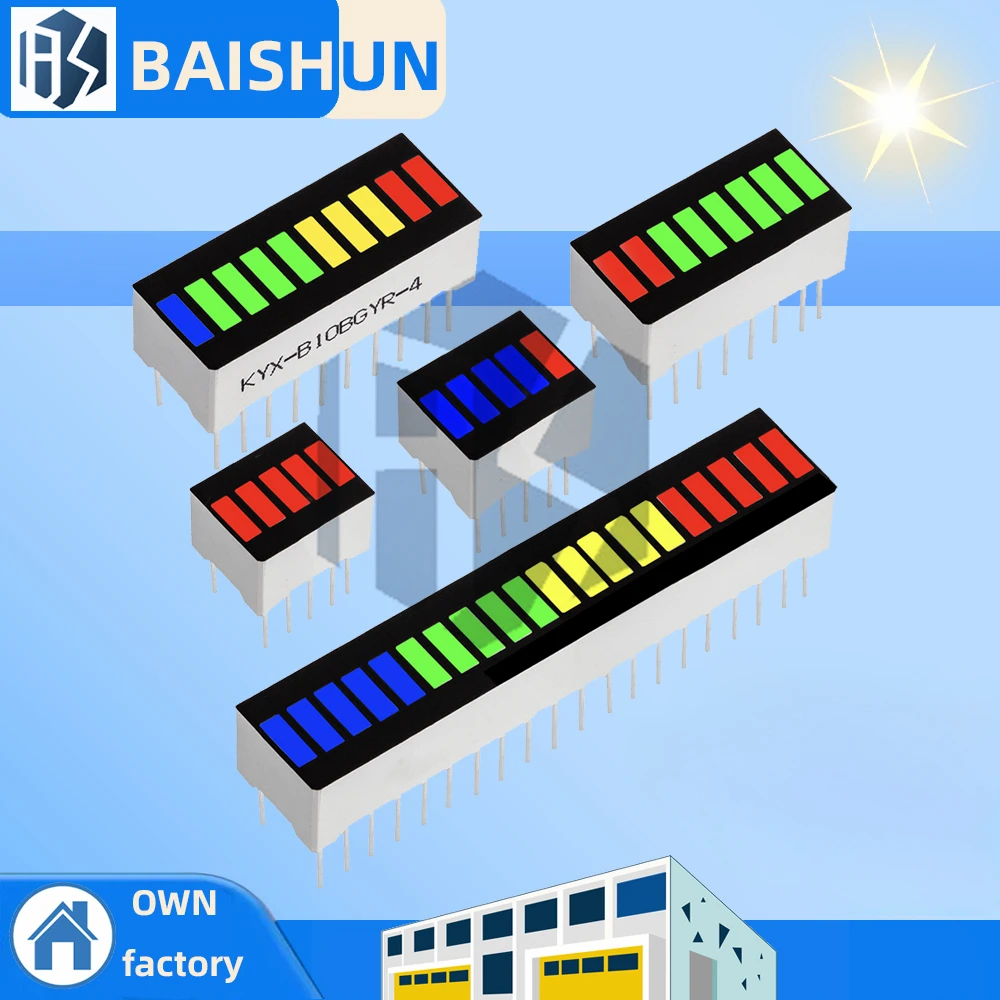 LED Battery Level Indicator | Super Bright 5-20 Segments, Red/White/Blue Multicolor Bar Module