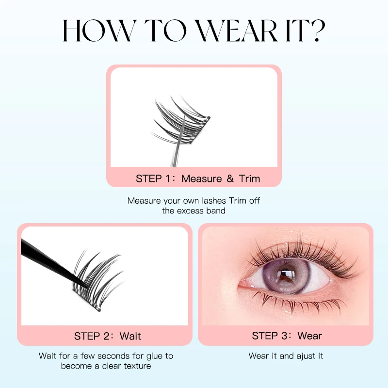 Ciglia autoadesive Ciglia a grappolo Senza colla Ciglia individuali Cluster per ciglia morbide e alla moda Ciglia autoadesive riutilizzabili