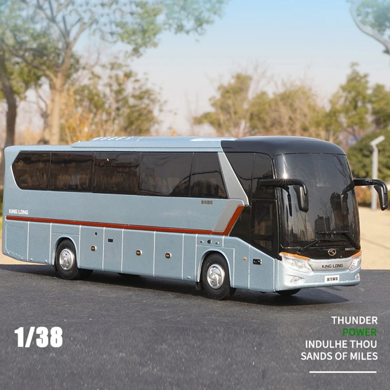 Diecast 1:38 Xiamen Jinlong Second Generation XMQ6129 Alloy Bus Deluxe Bus Model Toys Collectible