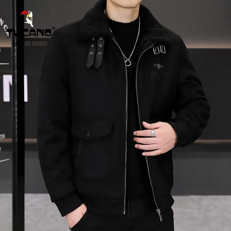 

Мужская зимняя утепленная замшевая куртка с меховым воротником, теплая, приталенная, повседневная, с флисовой подкладкой, универсальная верхняя одежда