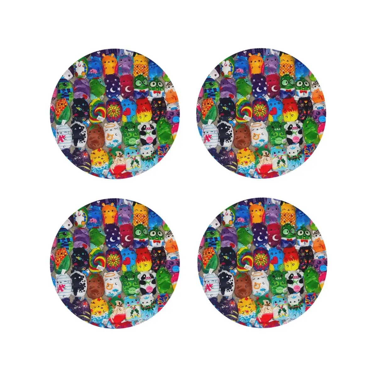 Cats Vs Pickles Coasters Kitchen Placemats Non-slip Insulation Cup Coffee Mats For Decor Home Tableware Pads Set of 4