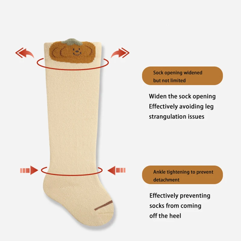 Calcetines largos de algodón para niños, medias suaves para antes de caminar, bonitos calcetines sin hueso, novedad de otoño, 3 pares por juego