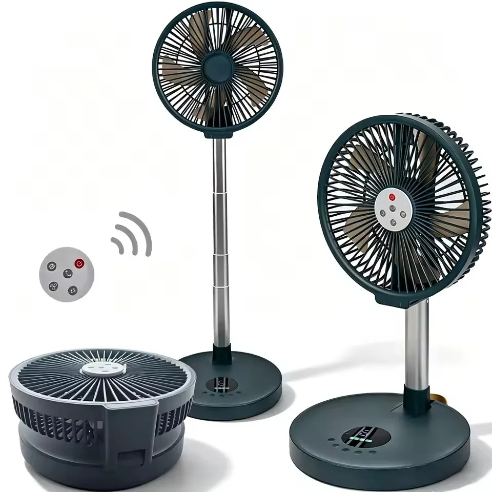 

10 inch Portable Standing Fan with Remote Controller Foldable Desk Fan Rechargeable Powered Pedestal Fan for Camping desktop fan