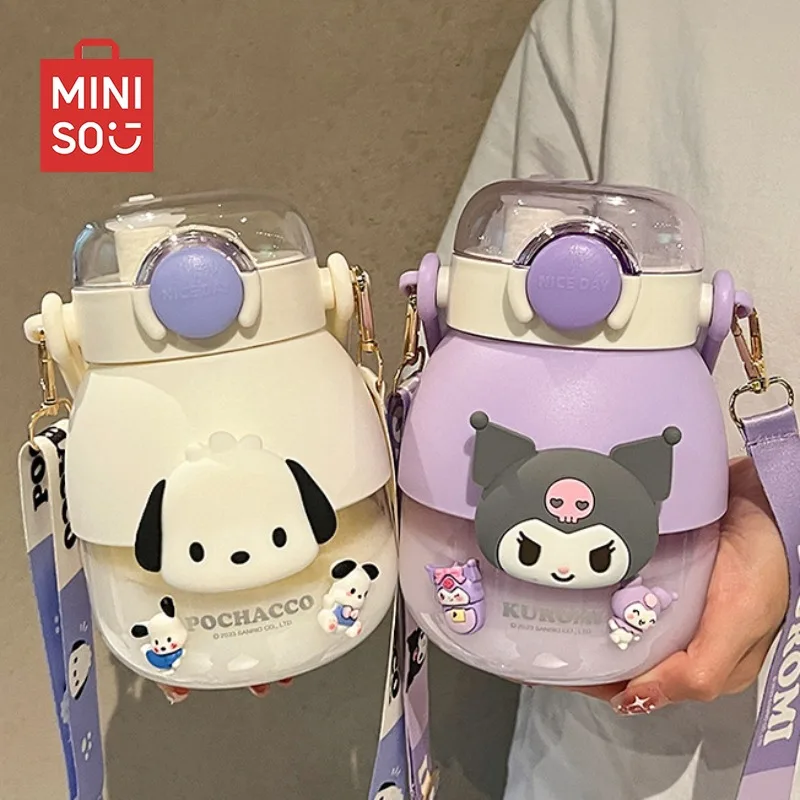 

MINISO Sanrio Kuromi Cinnamoroll бутылка для воды портативная герметичная овальная дорожная чашка для спорта на открытом воздухе чашка для воды большой емкости дизайн