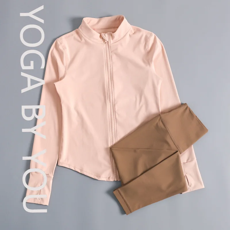 

Fitness suit, cycling jacket, female slim slim slim quick-drying top, long-sleeved running sports Pilates yoga suit 2025 new