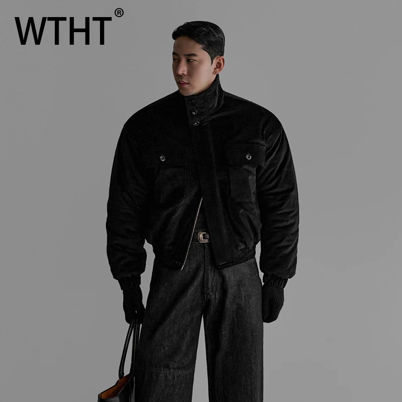 

WTHT Trendy New Men's Pockets Thicken Keep Warm Design Coats Fashion Stand Collar Casual Jackets Male 2025 Winter 2A2518