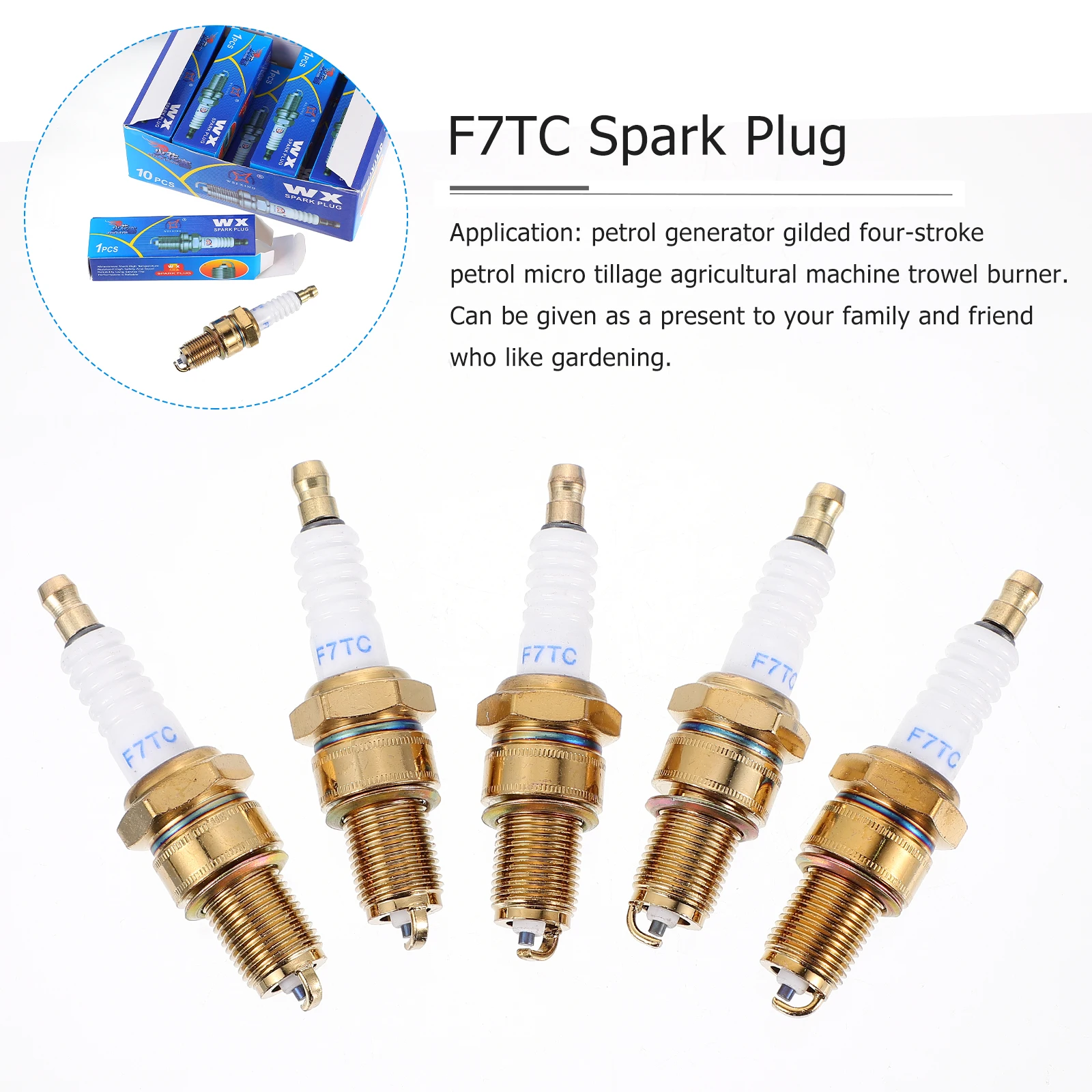 

10pcs Yellow Nickel Spark Plugs Generator Gardening Agricultural Machine Ignition Nozzle Outdoor Durable