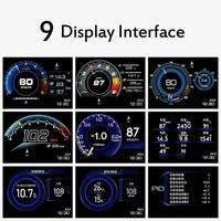 Turbo Gauge Car Head Up Display HUD Security Alarm Multi-function TFT Meter Water&Oil Temp RPM OBD2+GPS Smart Gauge Truck