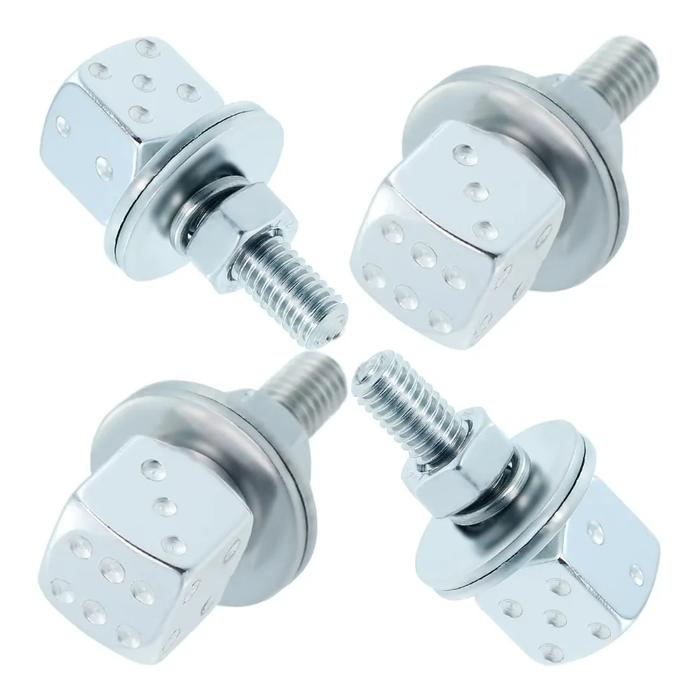 4Pcs New Dice License Plate Screws Anti Loosening Rust Resistant Dice Screws Plate Holder Bolts Vehicle Accessories