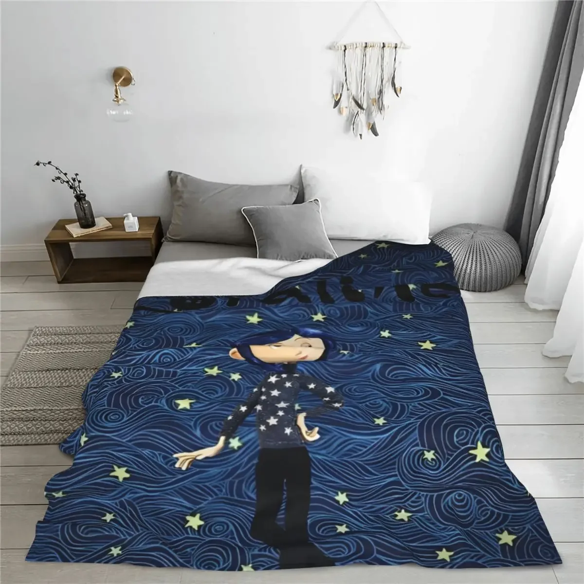 Coralines Doll Horror Cartoon Merch Throw Blanket Soft Blanket Suprise Gifts