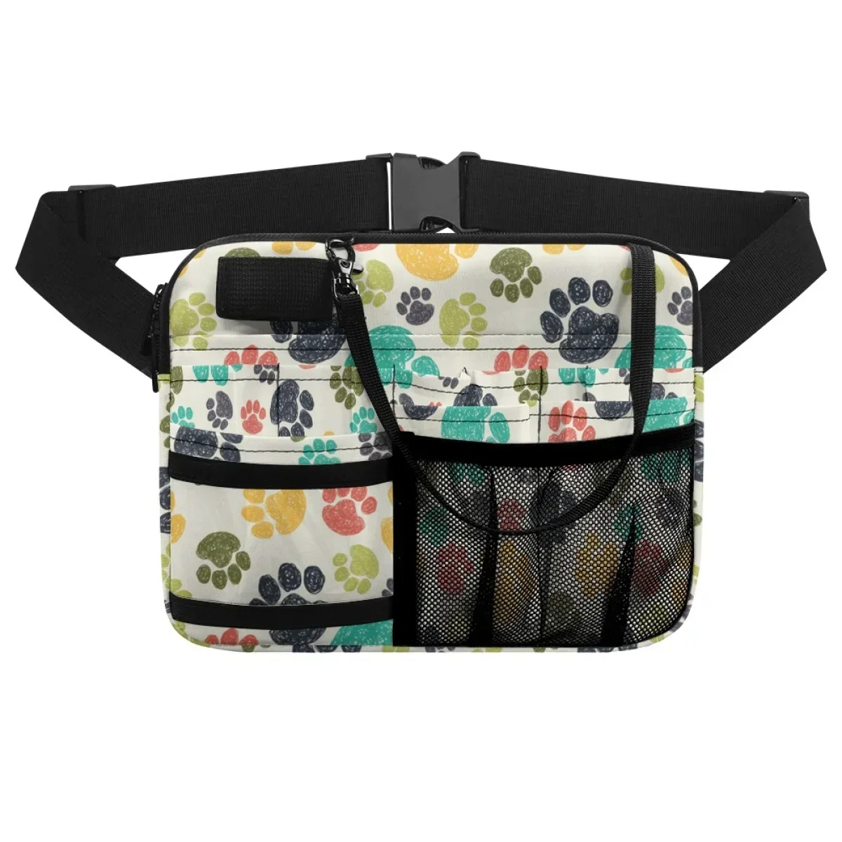 

Colorful Dog Paws Ladies Hospital Work Practical Custom Nurses Fanny Pack for Stethoscopes Bandage Scissor Medical Belt Bags
