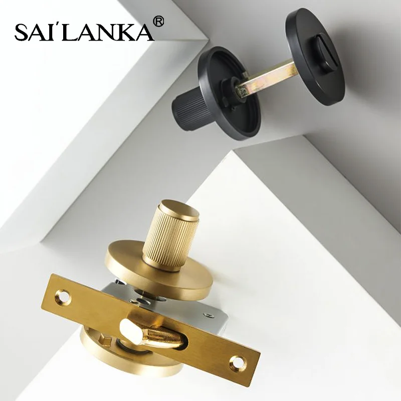 Imagem -03 - Sailanka-thumb Turn Key Brass Door Lock Listras Verticais Botão Deslizante Preto do Banheiro Fio de Emergência bk