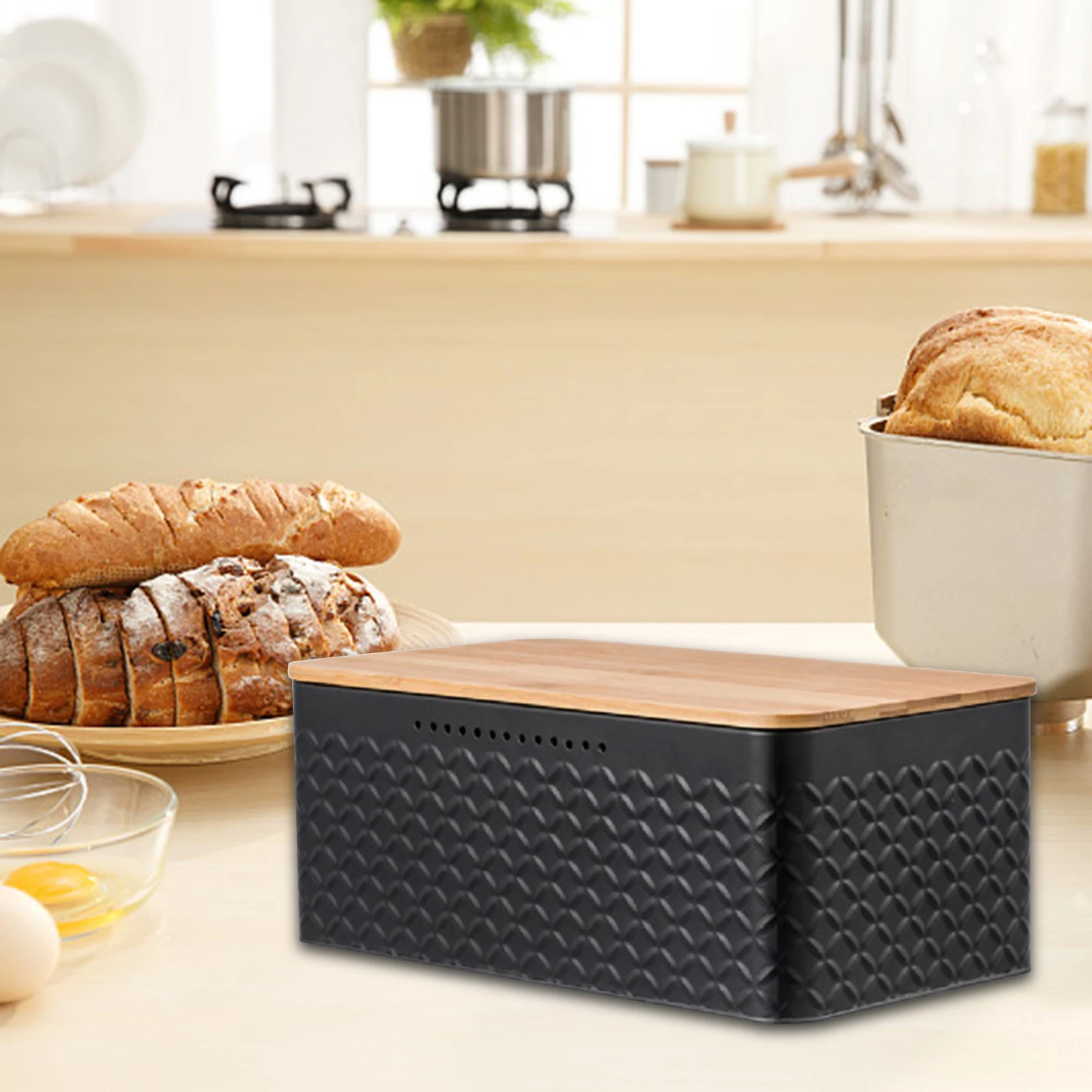 Bread Box Kitchen Storage Container Large Capacity Bread Cake Roll Storage Bin for Home Cafe Kitchen Countertop