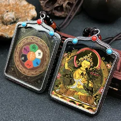 Tibetan hand-painted thangka Nepal Buddhism Pendant Necklaces Tibetan silver Amulet Chinese Style Maitreya Necklace Buddha brand