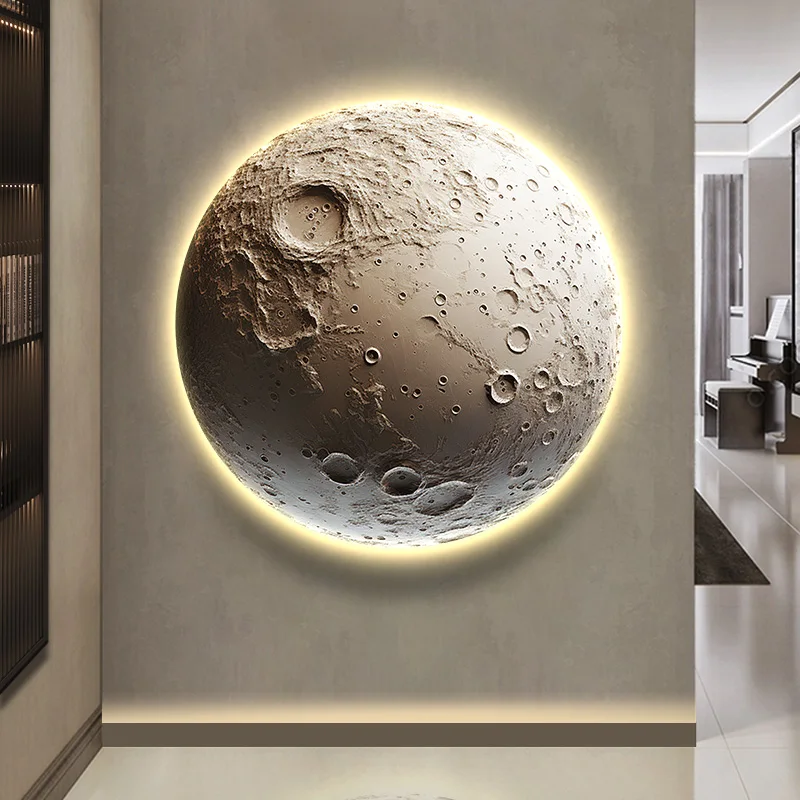 

Moon wall lamp porch decorative painting lamp Planet corridor hallway end atmosphere LED lamp mural bedroom background