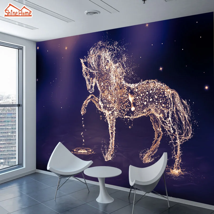 custom 3D Glittering Running Horse Wallpaper Animal Mural Kids Living Room Home Decor living room TV backdrop bedroom restaurant