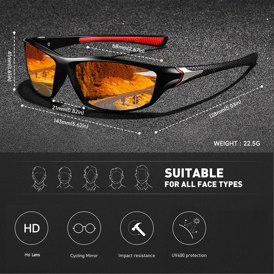 2 PCS Fashion Vintage Stripe Fishing Cycling Sports Sunglasses Men Women Running Mountaineering Sport Man Sun Glasses UV400