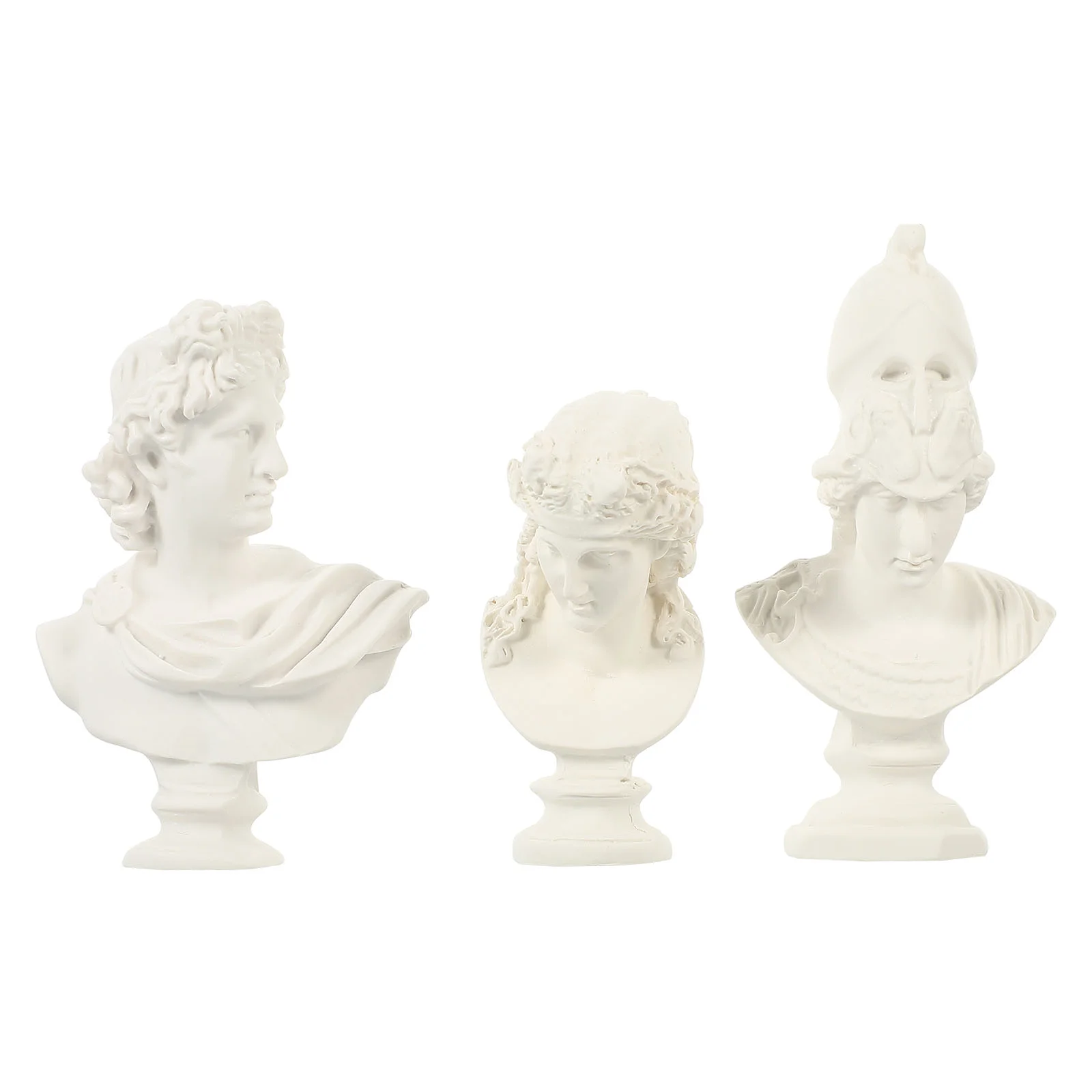 3 Pcs Athena Statue Roman Sculpture Props Portrait Bust Figurines Plaster Tabletop Adornment