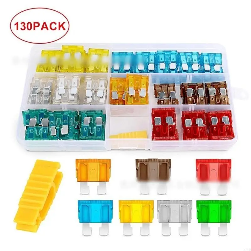 

130Pieces Waterproof Fuses Holders Set for Car Boats With 14 Fuses Holders N2UD