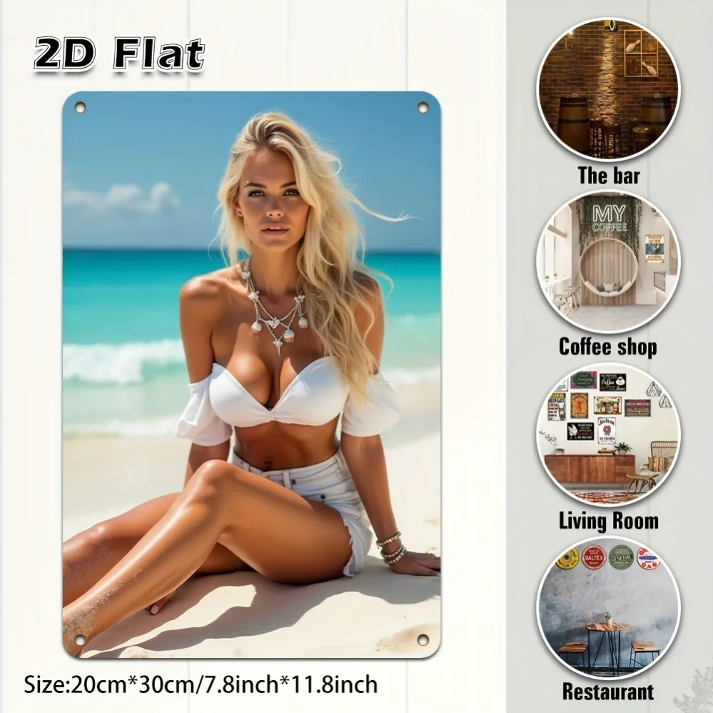 

"Funny 2D Bikini Lady Wall Art, Perfect for Halloween & Christmas Gifts, Home/Bar/Cafe Decor."