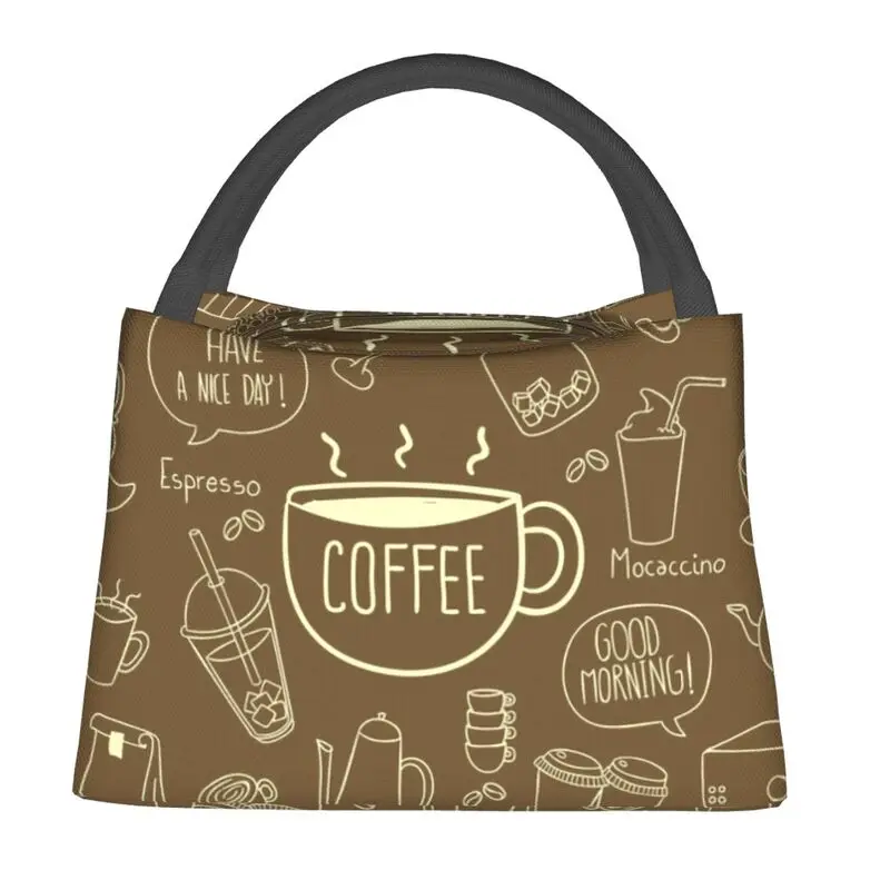 Custom Coffee Lunch Bags Men Women Cooler Warm Insulated Lunch Box for Work Pinic or Travel 3D Printing Thermal Bags