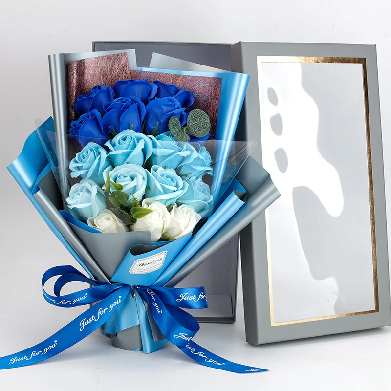 Künstliche Seifenblume, Rosenstrauß, Geschenktüten, Valentinstag, Geburtstag, Geschenk, Hochzeit, Heimdekoration, 18-Rosen-Seifenstrauß, Geschenkbox – Detail 14