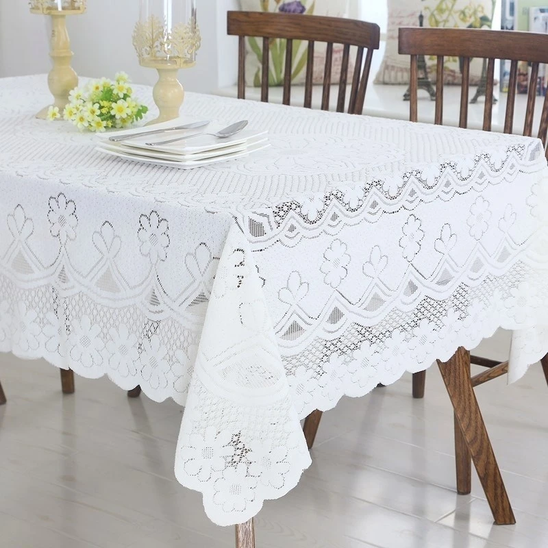 Modern Simple Lace Tablecloth Knitted Hollow out White Tea Table Embroidered Cloth European Style Bed Head Cover Cloth Table Mat
