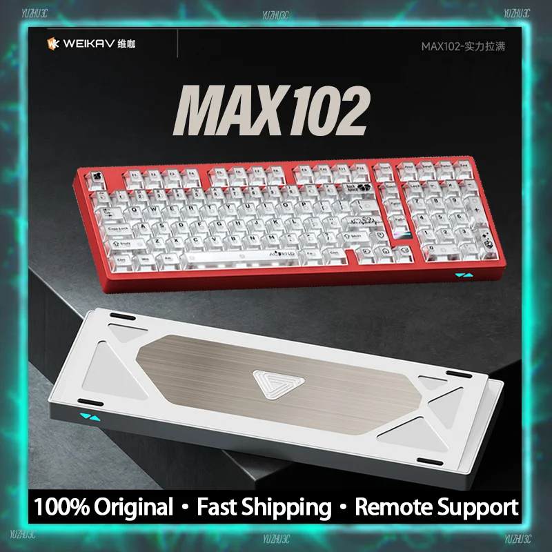 

WEIKAV MAX102 Беспроводная механическая клавиатура с ЧПУ, алюминиевый корпус, 10000 мАч, BT 2,4G, беспроводная связь 102, расположение клавиш, поддержка QMK VIA, ключи «сделай сам»