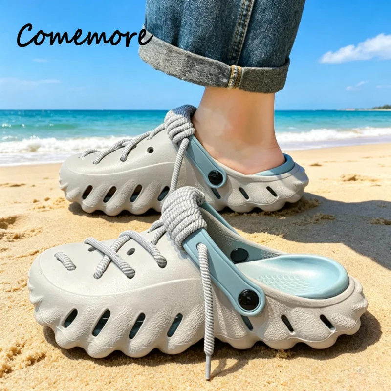 

Comemore New Men's Slip-on Slippers Soft Sole EVA Comfort Hollow Out Shoes Ladies Beach Vacation Sandals Fashion Women Footwear
