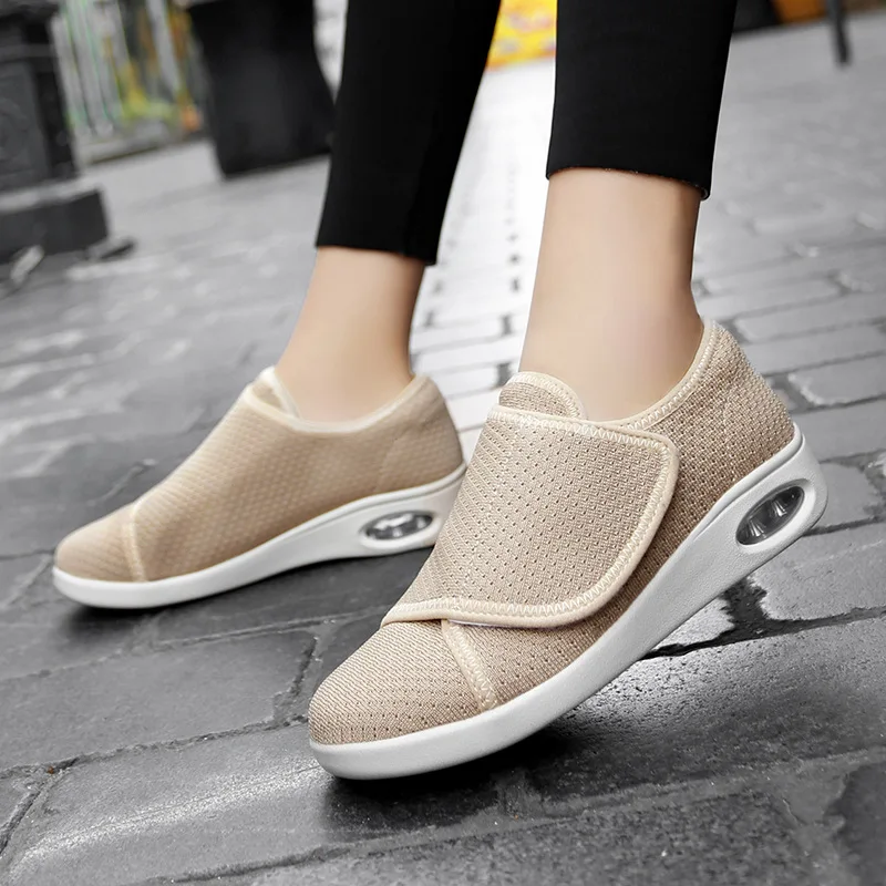 Elderly Couple Diabetic Shoes Men Sneaker Parents Widening Shoes Adjustable Foot Swelling Shoe Non-Slip Women 