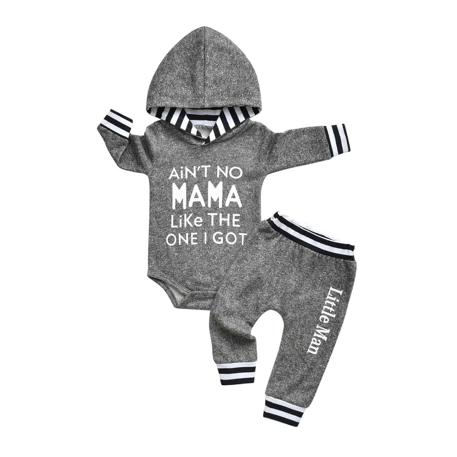 Newborn infant Baby Boys Spring Autumn Clothes Set Cotton Long Sleeve Hooded Romper Bodysuit Top and Pants Toddler Boys Outfit