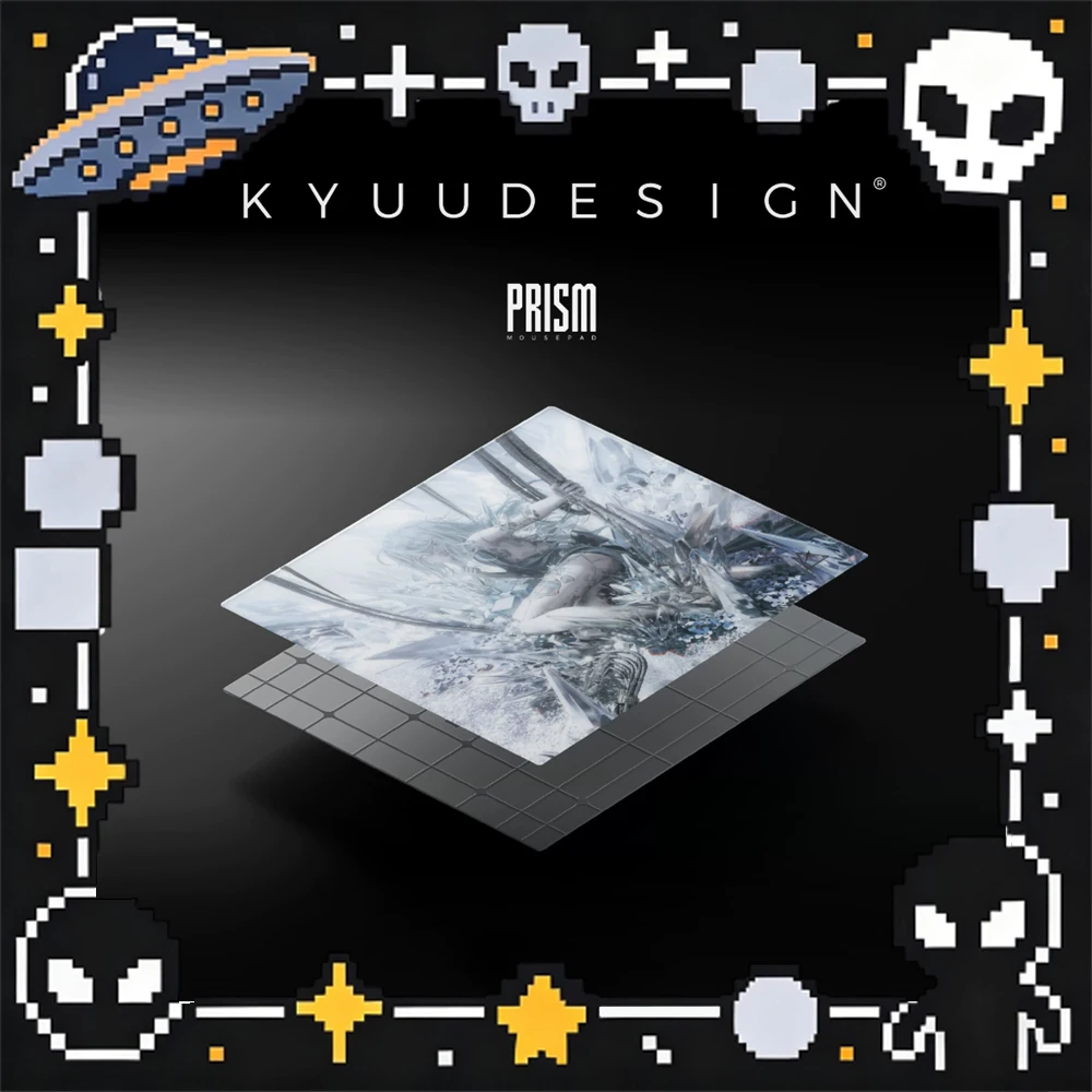 KYUU DESIGN PRISM Ultra Glass Mouse Pad Speed Coating 1.5mm Ultra Thin 490×420mm Gaming Mouse Mat Non-slip Silicone Base