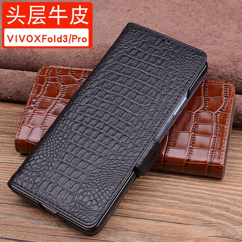 

Luxury Genuine Leather Wallet Business Phone Cases For Vivo X Fold3 Fold 3 Pro Cover Credit Card Money Slot Cover Holster Case