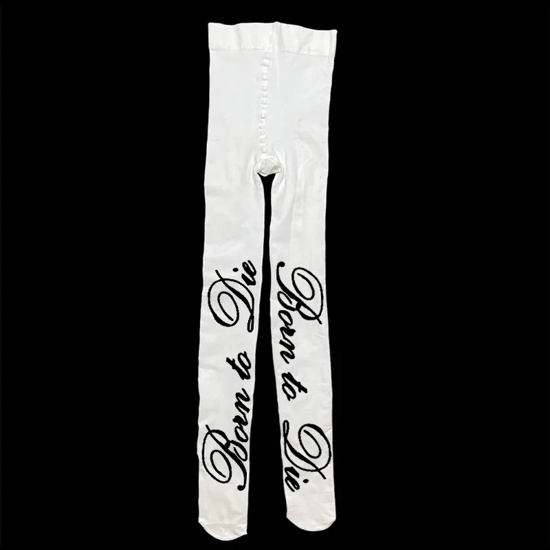 Damenstrumpfhose im koreanischen Stil, einfach, täglich, vielseitig, Modestil, einfach, täglich, vielseitig, englischer Druck