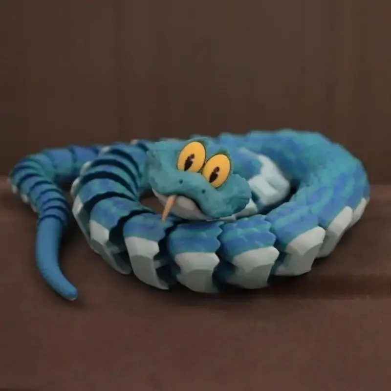 60cm Crazy Animals 3D Printed Snake Action Figure Flexible Joint Movable Simulation Gary Snake Model Toy Kids Christmas Gift