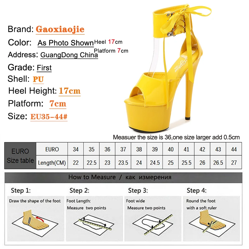 17CM Modern Sandals Upper Toe Open Ankle Strap Fashion Sexy Lady Platform High Heel Sandals Pole Dancing Lace-up Women Shoes