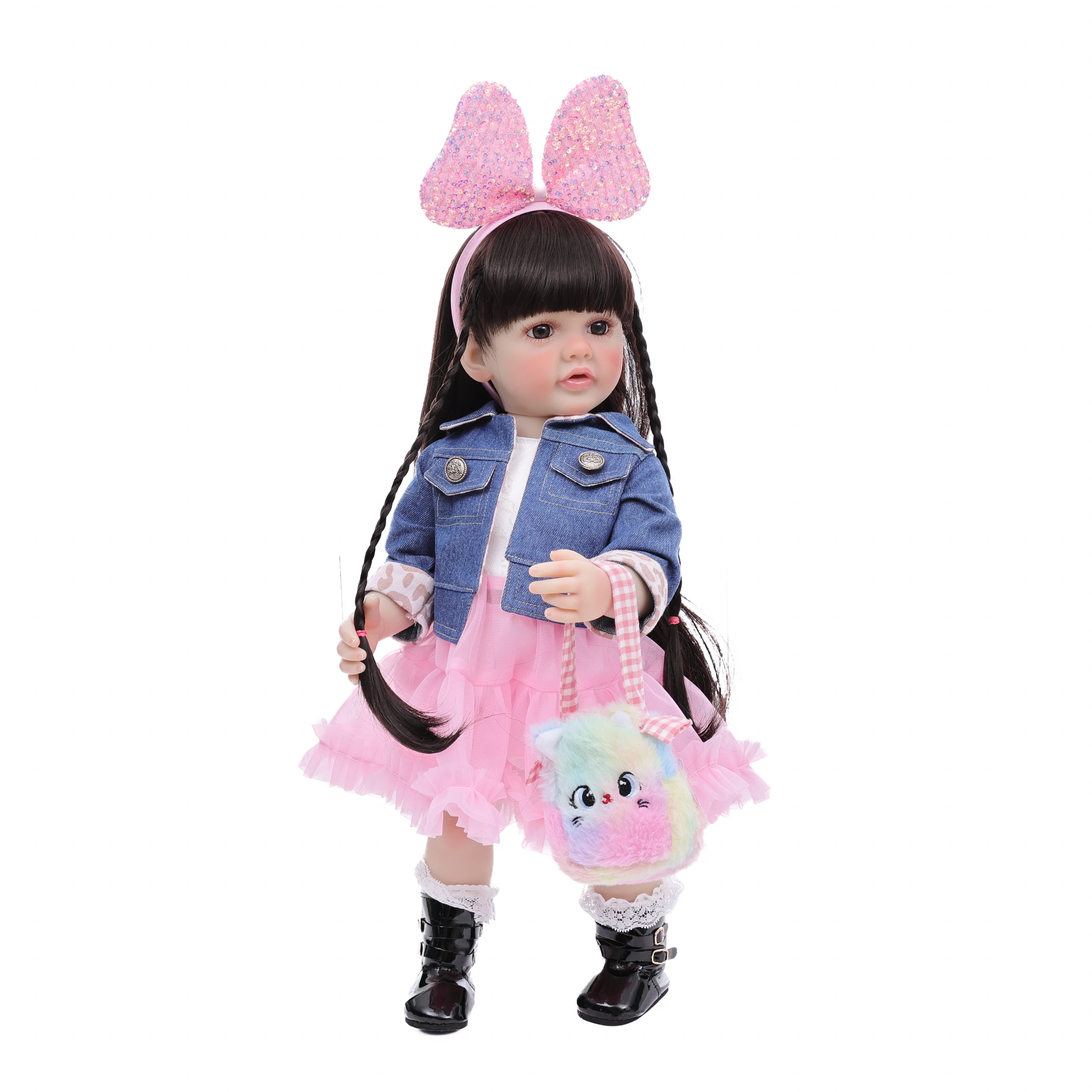 

Cloveray 22inch Full Vinyl Body Standing Toddler Girl Doll Reborn Princess Betty Long Hair Soft Body Gifts for Girls