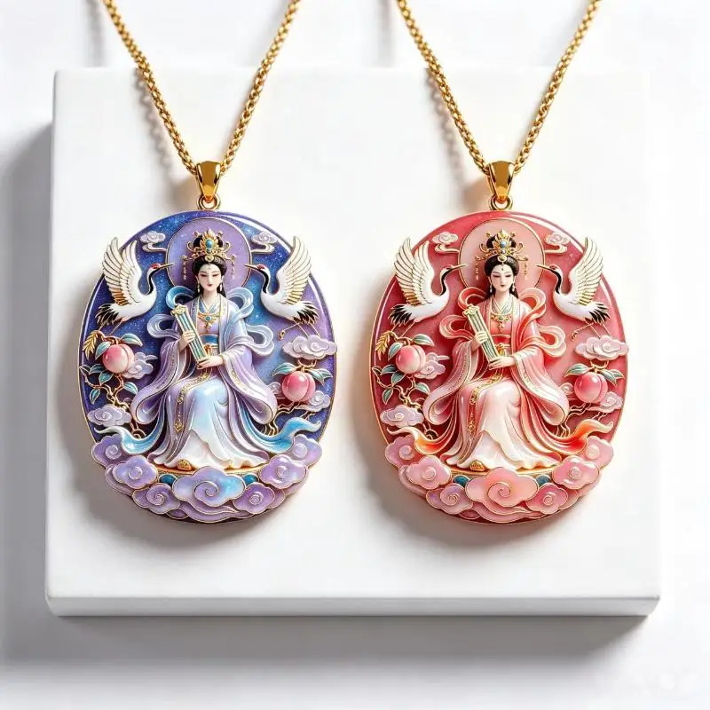 Ethnic Vintage Gourd Pendant Necklace Imitation Jade Auspicious Jewelry for Casual Wear Party Dating