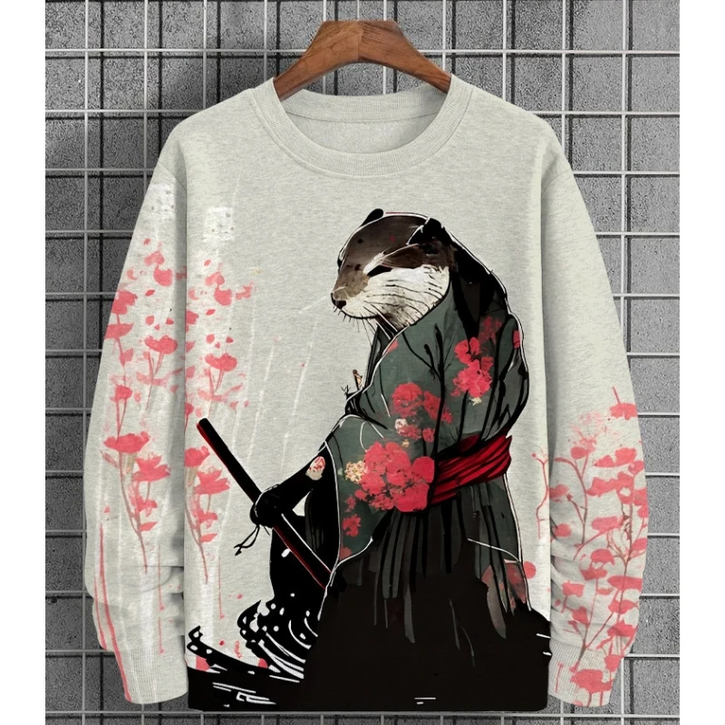 Nadruk 3D Ukiyo-E T-shirt z długim rękawem dla mężczyzn swetry jesienne t-shirty w stylu vintage ponadgabarytowa odzież sportowa moda odzież męska