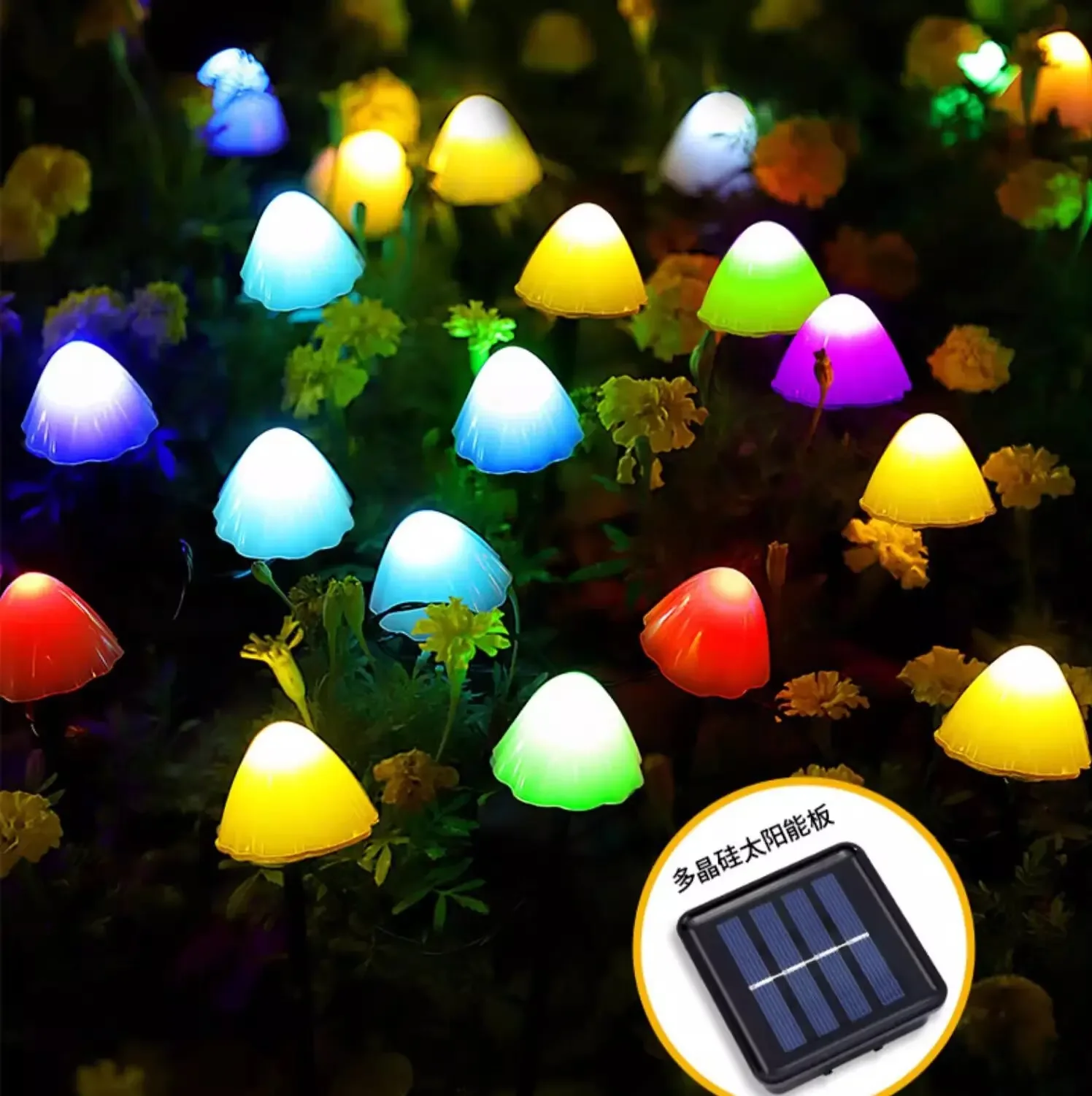 Imagem -05 - Solar Mushroom String Lights para Decoração Jardim ao ar Livre Pátio Gramado Halloween Natal Visualização de Luzes Led