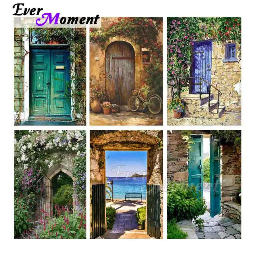 

Door Plant Sea Scenic Diamond Embroidery Ever Moment Full Square Drills Resin Diamond Painting Mosaic Home Art Craft ASF2086