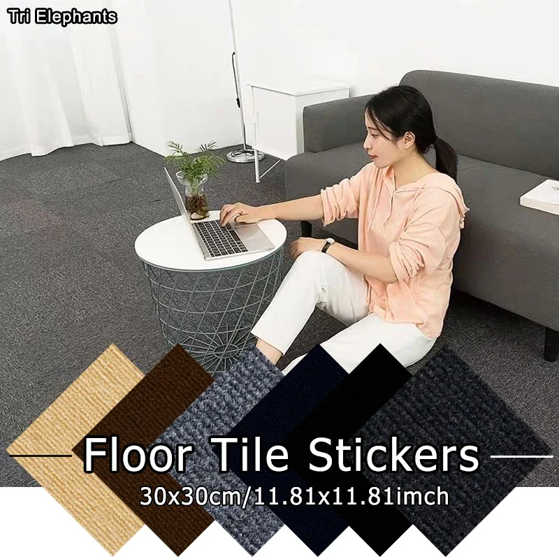 

DIY Floor Tile Sticker 30x30cm Thickened Carpet Floor Mat environmental protection Self-adhesive Wall Stickers Room Decoration