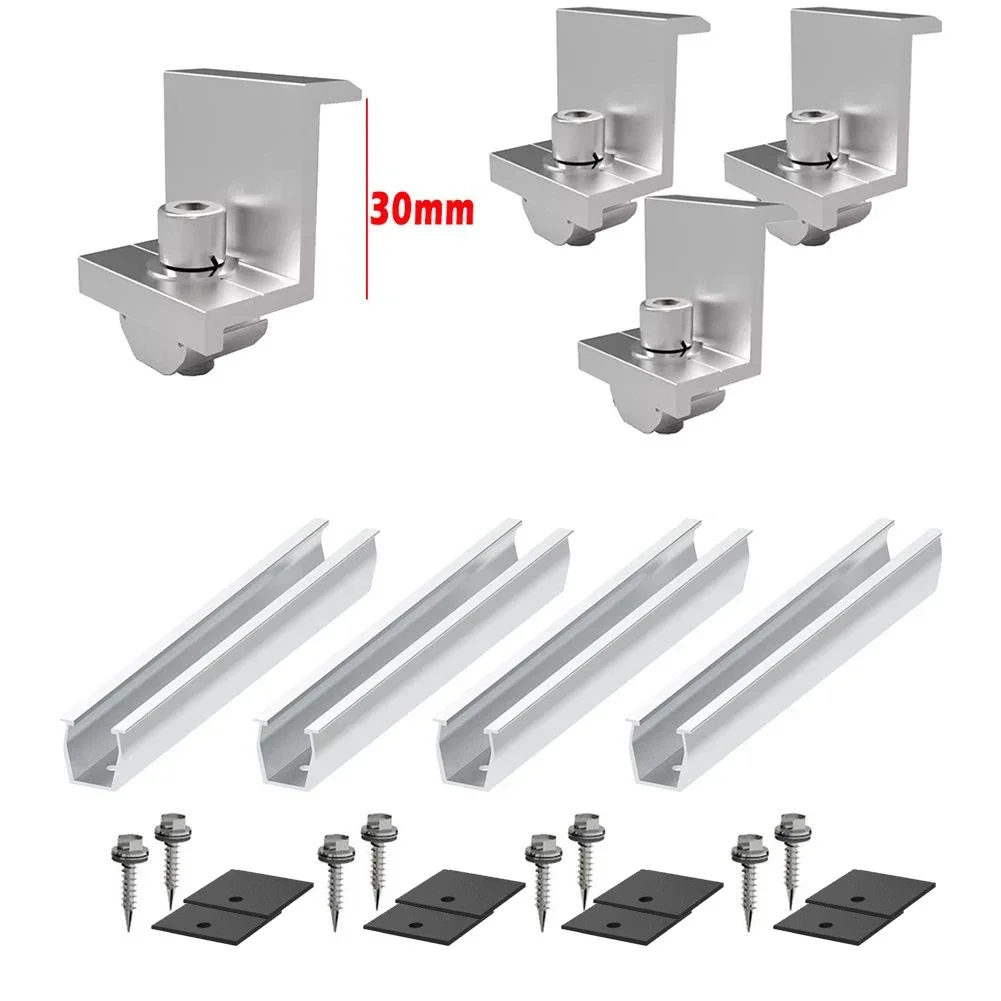 ALLGOOD Solar Panel Mount Bracket Rails Clamp Fastening Module Mount Mounting PV Photovoltaic Solar Power Supplies Trapezoidal R
