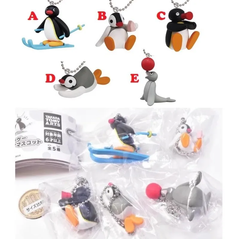 Mainan Kapsul Kawaii Asli Asli Figur Gashapon Lucu Penguin Seel Model Ski Liontin Gantungan Kunci Hadiah Patung Boneka Anime